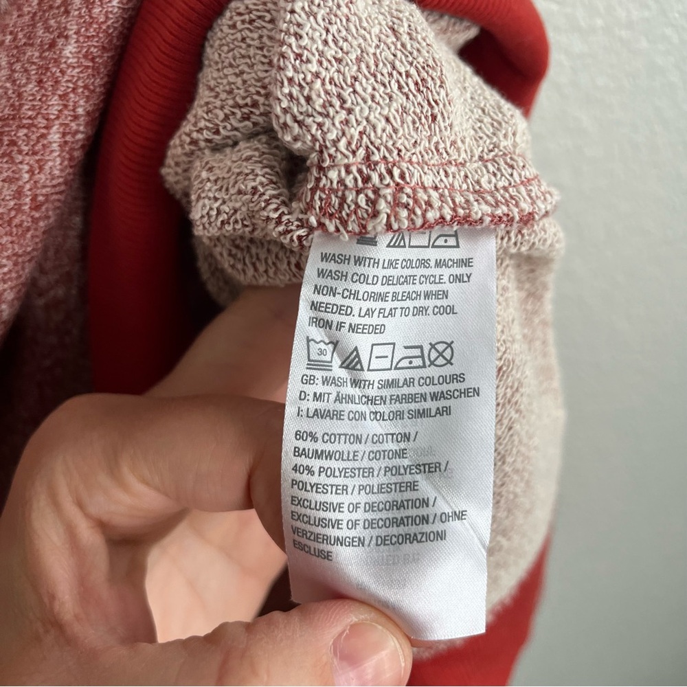 Peace Love World Birdseye Two-Tone Heather Rose Red Cowl Neck Pullover Small - Picture 12 of 12